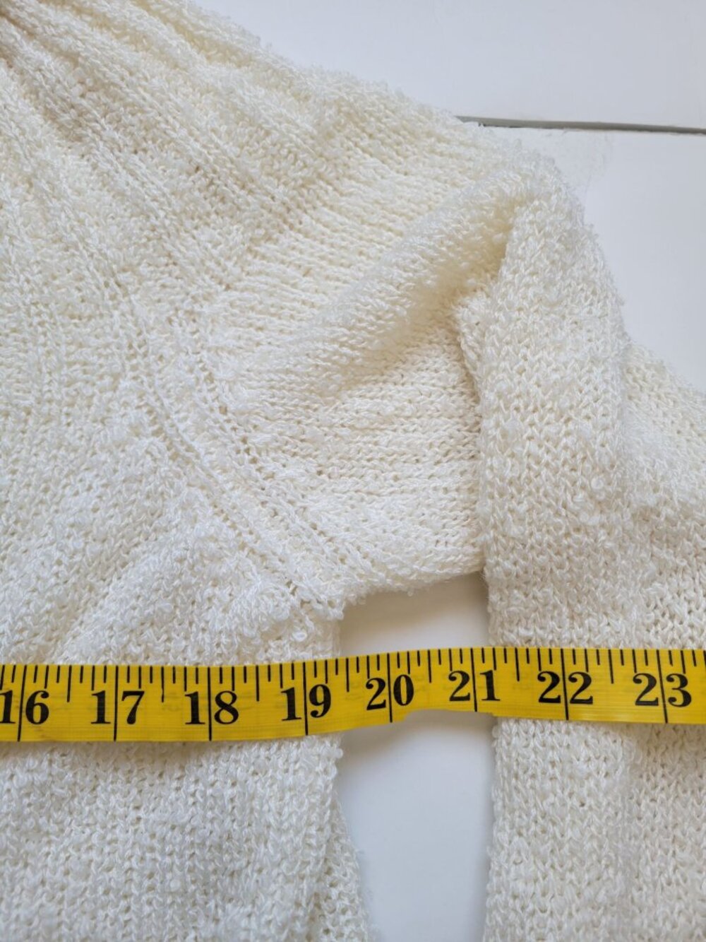 Pacific Sweater Exchange vintage 1980s or 1990s cream boucle knit open cardigan - Picture 8 of 10